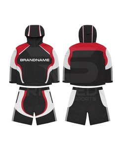Ensemble de survêtement unisexe de marque avec veste à capuche zippée à manches longues et short, color block, respirant, idéal pour l'été - Product Image 2
