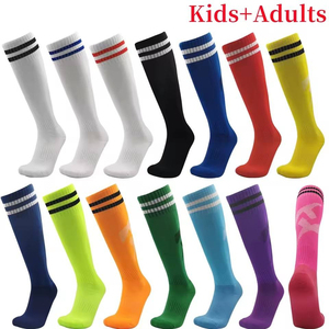 Chaussettes de football montantes orange avec rayures noires, en jacquard tricoté, respirantes, pour adultes, pour le sport d'été - Product Image 3
