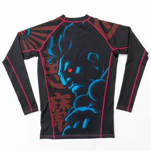 <b>Men</b> Anime Style BJJ Rash Guard <b>Compression</b> <b>Shirt</b> Long Sleeve MMA Grappling Top Polyester Spandex OEM Custom - Product Image 2