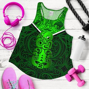 Camiseta sin mangas para mujer, verde, con estampado floral, cuello redondo, tejida en poliéster, informal, transpirable, con logo digital impreso en la parte delantera - Product Image 6