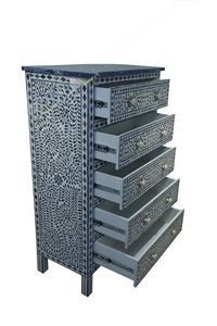 Cajón con Incrustaciones de Hueso de ILAHI, Diseño Moderno con Detalles de Ágata, Mueble Portátil para el Hogar - Product Image 4