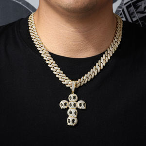 Iced Out Cross Pendant Necklace <b>Silver</b> Plated Zinc Alloy Hip Hop Jewelry for Men Zircon Stone Themed Pendants - Product Image 2