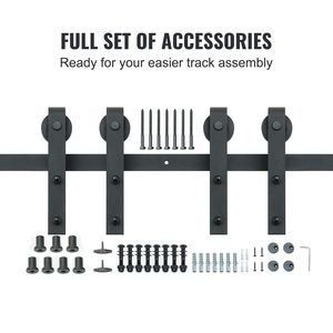 Kit Ferramenta per Porta Scorrevole a Binario da 2,4 m (8FT) per Carichi Pesanti, Binario in Nylon da 150 kg (330 LBS) per Porte Doppie, Adatto per Porte Larghe da 1,1 m (3.7FT) a 1,3 m (4.3FT) e Spessore da 2,5 cm (1.3") a 2.5 cm (1.3") - Product Image 4