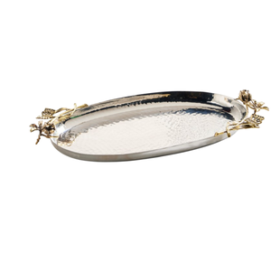 Elegant Metal <b>Tray</b> With Gold Bird Accent Serving Platter Hammered Decorative Serving <b>Tray</b> For Hotel Ware <b>Snacks</b> Dessert Server - Product Image 5