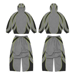 Techwear Tracksuit Men <b>Y2K</b> Streetwear Windbreaker Jacket and Wide Leg <b>Pants</b> Set 2 Piece Cyberpunk Gorpcore Clothing Oversized - Product Image 3