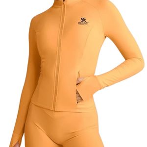 Veste athlétique moulante à manches longues et col montant pour femme, idéale pour le sport et l'entraînement, coupe ajustée, vêtement de sport personnalisé OEM - Product Image 1