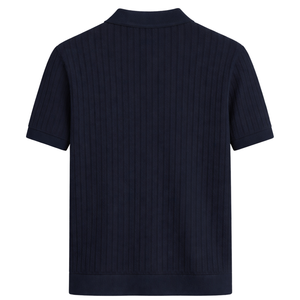 Polo en tricot pour homme Alfie, manches courtes, coton premium, texture côtelée, coupe ajustée, décontracté, élégant, vêtements d'été respirants, vente en gros - Product Image 4