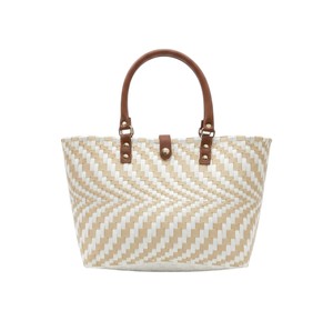 Sac à main en plastique tissé à motif chevron unique et sac fait main chic pour femmes, sac de shopping décontracté pour tous les jours, personnalisable - Product Image 1