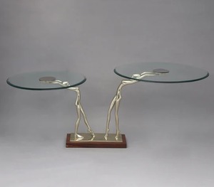 High On Demand new Style Contemporary Marble <b>Side</b> <b>Table</b> With <b>Gold</b>-Plated Irregular Base For Living Room Decoration - Product Image 5