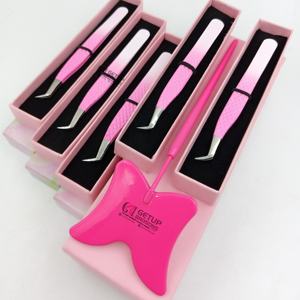 Pinzas para Pestañas de Acero Inoxidable de Alta Calidad con Recubrimiento de Polvo de Doble Color, Punta Dentada, Agarre de Diamante y Antimagnéticas - Product Image 1