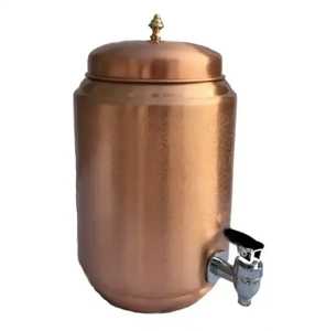 Classic Tapered Hammered Copper Water Dispenser Large <b>Open</b> Top Ayurvedic Metal Tank for Natural Cooling and Healthy Drinking - Product Image 4