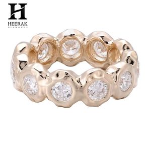 Anillo de eternidad con diamantes redondos engastados en bisel, banda de oro rosa de 14K/18K, anillo de compromiso y aniversario de bodas para mujer - Product Image 3
