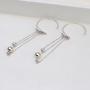 Juego de Pendientes Colgantes de Plata de Ley S925 Han, con 3 Cadenas, Gancho para Oreja, Collar con Colgante para Mujer, Accesorios de Joyería DIY, Bandeja para Perlas Vacías 1276 - Product Image 4