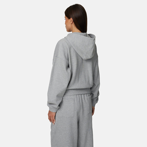 Sudadera con Capucha Gris para Mujer, con Cierre, Informal, de Forro Polar, Manga Larga, Color Sólido, para Otoño - Product Image 5
