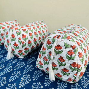 Wholesale Block Printed <b>Large</b> <b>Toiletry</b> <b>Bag</b>, Waterproof Wash <b>Bag</b>, Makeup <b>Bag</b> Cosmetic <b>Bag</b>, Floral Quilted Custom Cosmetic <b>Bag</b> - Product Image 1