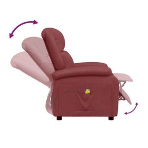 Fauteuil de massage standard réglable en similicuir rouge vin avec appuie-tête - Product Image 6