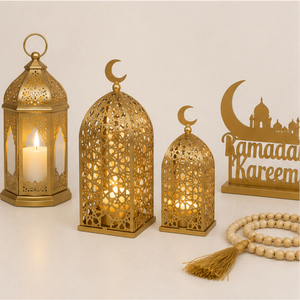 Wholesale <b>Gold</b> Ramadan Decorations Metal Hollow Out Candle Holder Islamic <b>Lantern</b> for Eid Mubarak Tabletop Decor Ornaments - Product Image 4