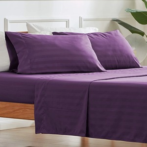 Ensemble de draps de lit 4 pièces de couleur unie, drap plat doux, drap-housse durable et 2 taies d'oreiller - Product Image 2