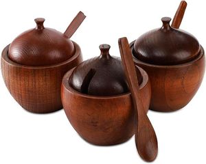 High Quality Wholesale Wooden Seasoning Pot Kitchen <b>Spice</b> <b>Jar</b> Set Spoon Salt Herb Storage Box Customizable Logo Food Container - Product Image 2