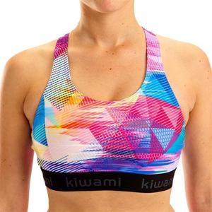 Sujetador deportivo de alta sujeción para mujer, con estampado geométrico colorido, ideal para entrenamiento y fitness. - Product Image 3