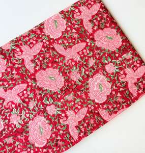 Magnifique tissu biologique imprimé à la main motif floral, haute qualité, fait main, pour vêtements et sacs, style côtelé pour garçons, vente au mètre - Product Image 1