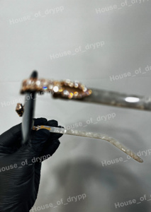 Lunettes de soleil photochromiques légères sans monture dégradé bleu style diamant Moissanite glacé Hip Hop Bling sans cadre unisexe - Product Image 3