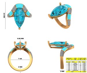 Engagement <b>Ring</b> 925 Sterling <b>Silver</b> Enamel Pear Cut Solitaire Vintage Wedding <b>Statement</b> <b>Ring</b> Wholesale Manufacturer - Product Image 2