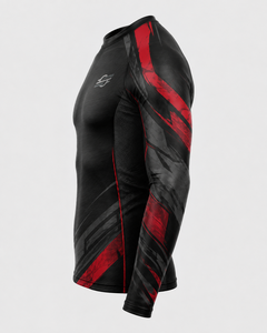 Custom Adults Unisex Long Sleeve MMA Rash Guard <b>Compression</b> <b>Shirt</b> Heat-Transfer Printed <b>Black</b> Red Fitted Moisture Wicking - Product Image 3