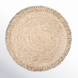 Juego de 4 manteles individuales redondos Amaretto Abaca sin diseño de patrón - Product Image 1