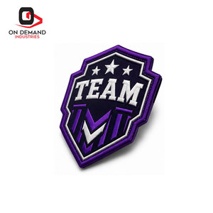 Parches bordados con logotipo personalizado del equipo, con reverso termoadhesivo, servicio OEM de alta calidad, parches tejidos para ropa - Product Image 5