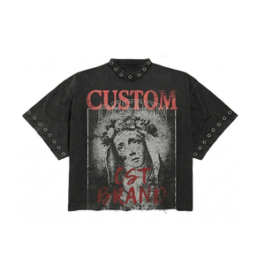 Custom Design Brand Oversized Short Sleeve T-Shirt <b>Men</b> Street Style O-Neck Back Logo Printed Cotton Woven - Product Image 2