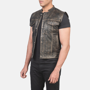 Wholesale High Quality Leather <b>Vest</b> For Men Customized Design Custom Color Top Quality Leather <b>Vest</b> Breathable Outdoor Wear Men - Product Image 2