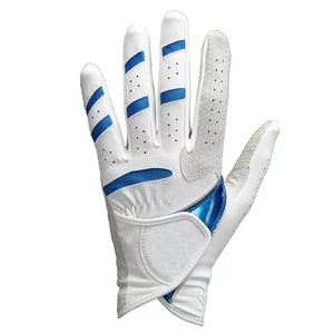Guantes de Golf Ultra Grip Transpirables Blancos y Azules Profesionales de Alta Calidad en Cuero PU para Deportes - Product Image 3
