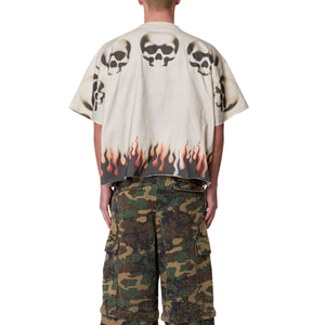 <b>Men</b> O Neck Short Sleeve T <b>Shirt</b> <b>Skull</b> Number 994 Flame Graphic Loose Fit Streetwear Wholesale Custom OEM Cotton Jersey Tee <b>Shirt</b> - Product Image 2