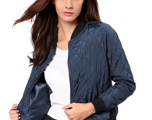 <b>Women</b> Bomber <b>Jacket</b> Wholesale <b>Lightweight</b> Nylon Zip Up Ribbed Cuff Casual Outerwear Relaxed Fit Fashion <b>Jacket</b> Daily - Product Image 3