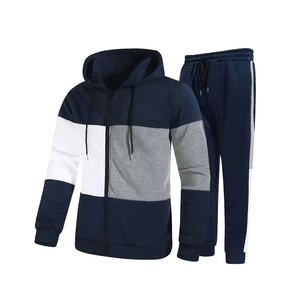 Chándal con Capucha para Hombre, Diseño Color Block, Cierre Completo, Ropa Deportiva Casual, Poliéster y Algodón, para Otoño, Corte Regular, Bolsillos Laterales - Product Image 2