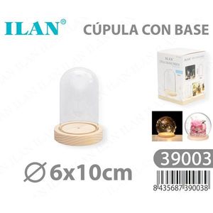 Iln Dome With Base 6x10 Cm Clear Glass Wooden Stand <b>Display</b> <b>Case</b> For Decorations - Product Image 3