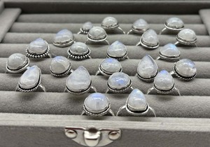 Natural Rainbow Moonstone <b>Ring</b> 925 Sterling Silver Plated Handmade Mixed Assorted Design <b>Ring</b> Bulk Lot - Product Image 3