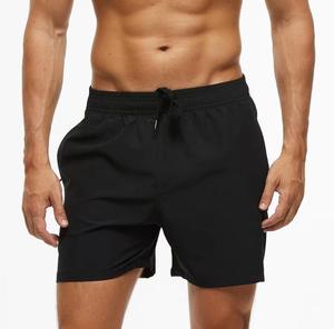 Men's Woven Solid Color Front Logo Drawstring Mid Waist <b>Quick</b> <b>Dry</b> Casual <b>Shorts</b> - Product Image 5