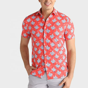 Chemise hawaïenne décontractée à manches courtes, à boutons, respirante, à séchage rapide, anti-humidité, extensible, avec impression de motif et logo personnalisés, très vendue - Product Image 2