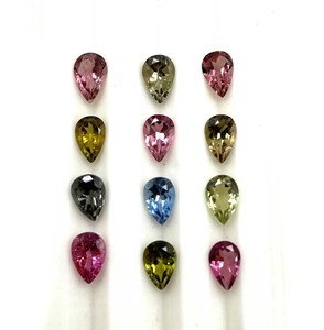 Turmalina natural multicolor con corte de pera de 4*6 mm, piedra preciosa facetada para la fabricación de joyas, certificada por IGI. - Product Image 1