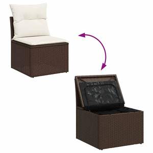 Grand ensemble de canapés de jardin en rotin PE marron avec pieds réglables - Product Image 6
