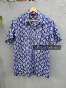 เสื้อเชิ้ตผู้ชายพิมพ์ลายด้วยมือ ผ้าฝ้าย 100% ระบายอากาศได้ดี ลายดอกไม้ แขนสั้น สไตล์ลำลอง ติดกระดุม สำหรับขายส่งช่วงฤดูร้อน - Product Image 4