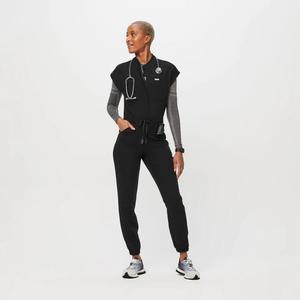 Blouse de travail orange pour femmes, en polyester tissé, uniforme d'hôpital, manches courtes, avec col pour stéthoscope - Product Image 5