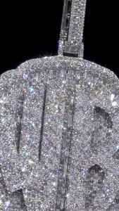 จี้โลโก้ WB ชุบทองคำขาวบนเงินแท้ 925 ประดับเพชรโมอิสซาไนต์ สไตล์ฮิปฮอป สำหรับผู้ชาย - Product Image 2