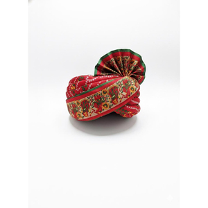 Pañuelo rojo Bandhani real de Rajastán (55 cm) |   Safa Marwari Tradicional Hecha a Mano para Bodas, Novios y Festivales - Product Image 3