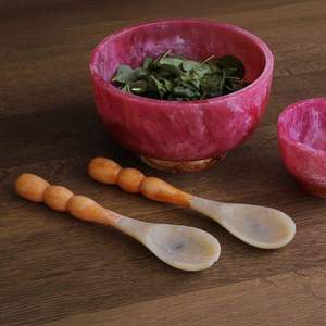 Handcrafted Eco-Friendly Fruit Bowl Salad Spoon Servers Unique Natural Creations Inc Made Resin Dishwasher Safe <b>Microwave</b> Oven - Product Image 3