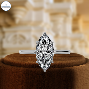 Anillo de Compromiso con 6 Puntas en Forma de Marquesa en Oro Sólido de 14k, Anillo de Novia con Diamante Cultivado en Laboratorio de 1CT, Anillo con Halo de Diamantes Oculto, Anillo de Promesa - Product Image 1