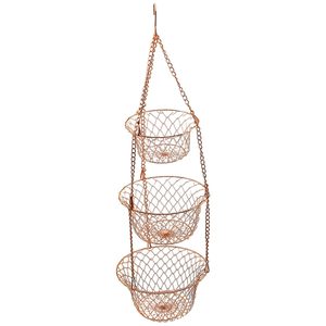 Panier à fruits rond en métal moderne avec couvercle en maille pour fruits et légumes, design durable et élégant en or - Product Image 3