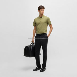 Nardon เสื้อยืดโปโลลำลองสำหรับผู้ชาย, เสื้อครอป Boxy แขนสั้นลายทางปักลายกราฟิกพิมพ์สีพื้น - Product Image 3